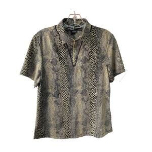 ❌SOLD🏷️Jamie Sadock Snakeskin Golf Shirt Women's Short Sleeve Polo Zip Top S